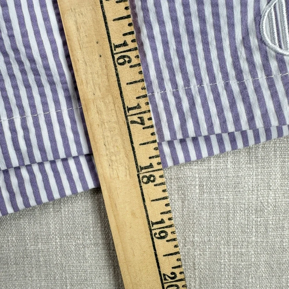 Haspel Swim Trunks Mens Medium Purple Seersucker Striped Beach Shorts NWT
